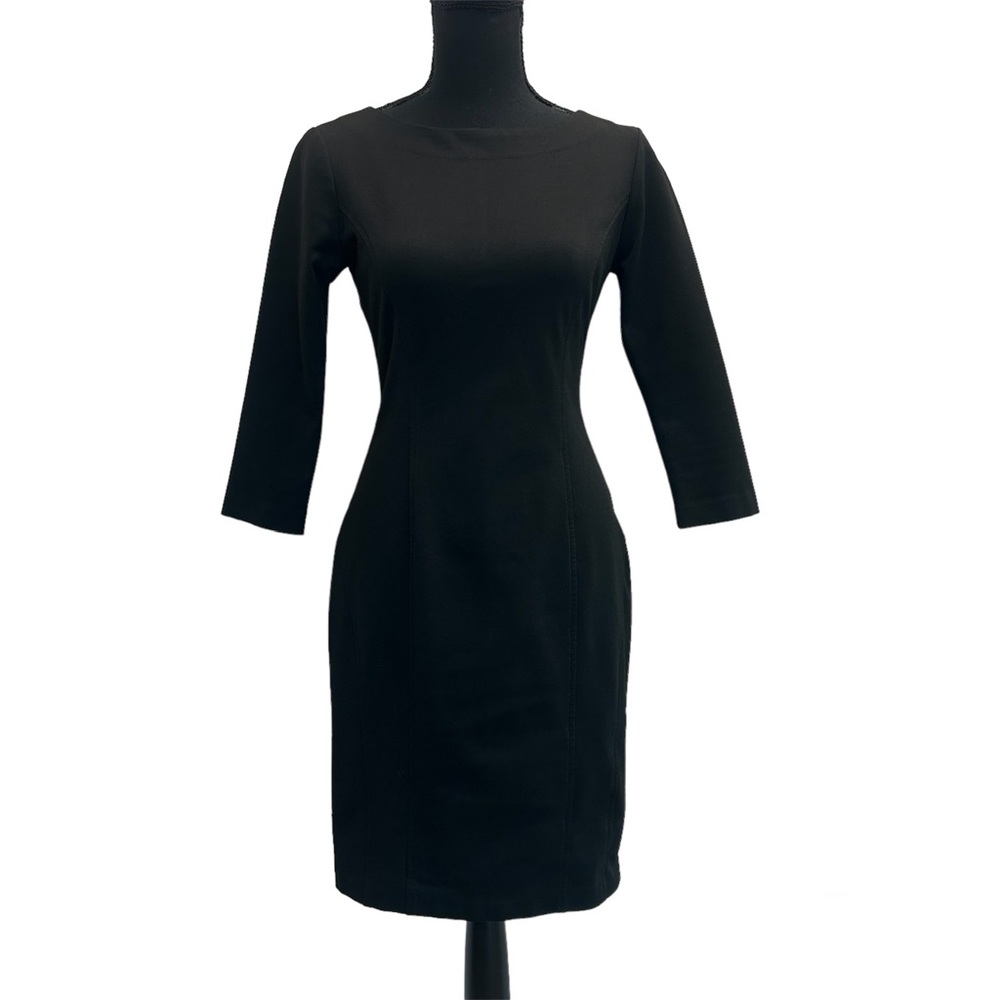Zara vintage black 3/4 sleeve crew neck bodycon minidress Sz S